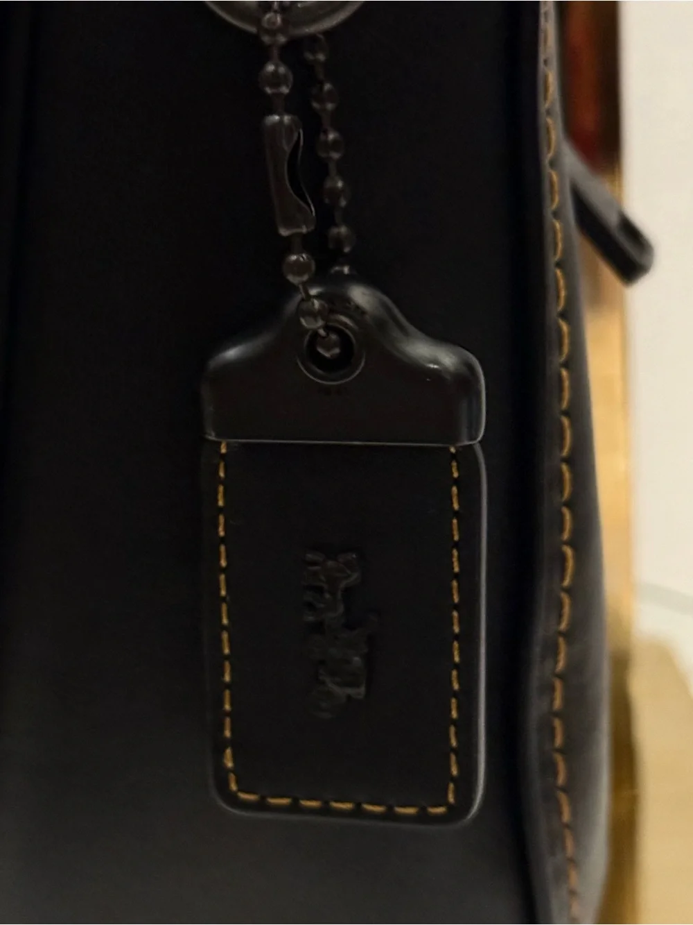 Coach Black Leather Saddle Crossbody with Contrast Stitching